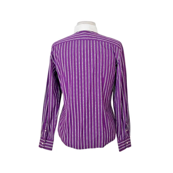 Lauren Ralph Lauren Purple Pinstripe Button Down Collared Shirt - Picture 4 of 5